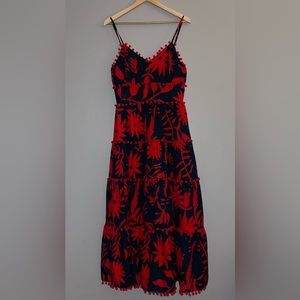 Beulah Maxi Floral Dress With Poms Small Excellent Used Condition